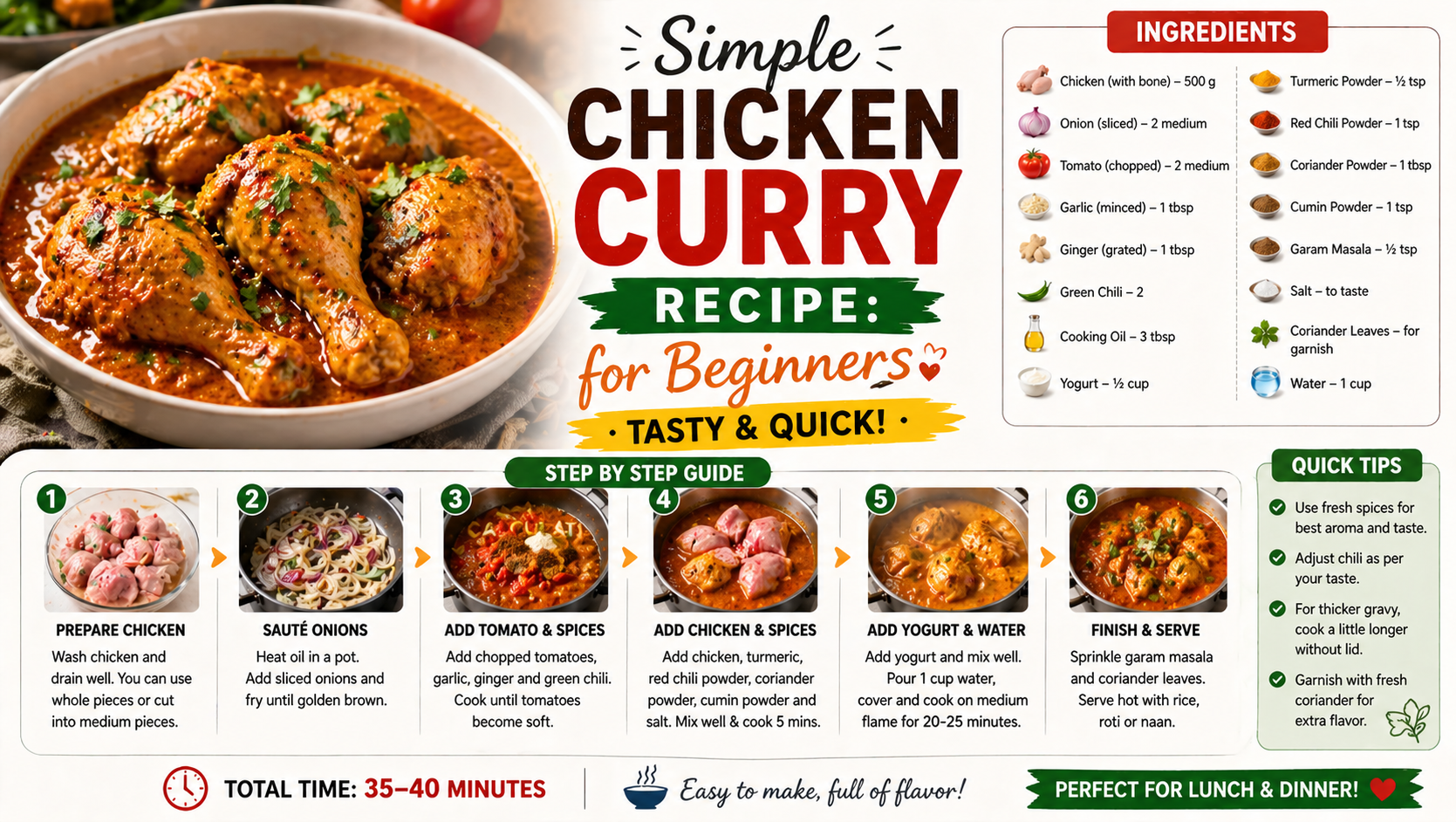 You are currently viewing Simple Chicken Curry Recipe: for Beginners (Tasty & Quick)