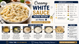 Read more about the article Creamy White Sauce Pasta Recipe: at Home (Restaurant Style)