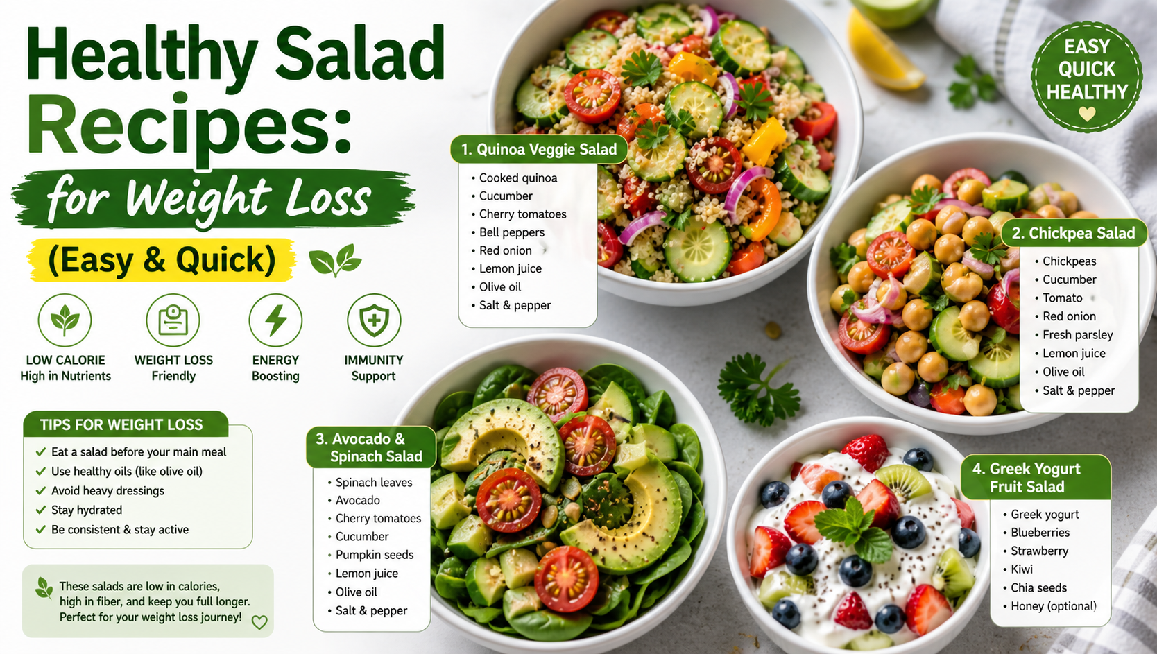 You are currently viewing Healthy Salad Recipes: for Weight Loss (Easy & Quick)