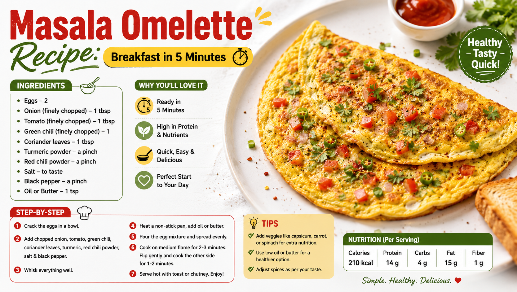 You are currently viewing Masala Omelette Recipe: Breakfast in 5 Minutes